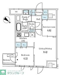 アイビーコート日本橋人形町 7階1SLDKの間取り