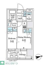 Ｊ．ＧＲＡＮ　Ｃｏｕｒｔ　浅草 7階1DKの間取り
