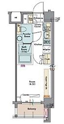 マスターズコート木場公園クレール 7階1Kの間取り