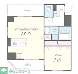 TSレジデンス東陽町 6階1LDKの間取り