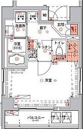 ハーモニーレジデンス浅草 5階1Kの間取り