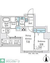 ジオエント秋葉原 4階1DKの間取り