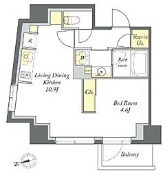 東京メトロ半蔵門線 清澄白河駅 徒歩10分の賃貸マンション 2階ワンルームの間取り