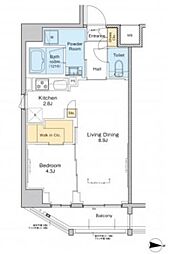 プラウドフラット錦糸町II 7階1LDKの間取り