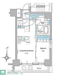 ブラウ菊川プレイス 9階1LDKの間取り
