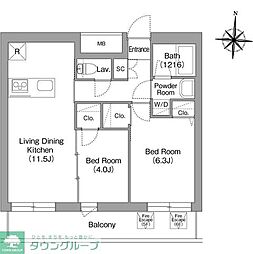 墨田区亀沢2丁目マンション 2LDKの間取図画像