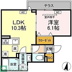 セレスティア大島 1LDKの間取図画像
