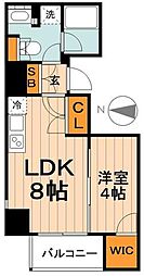 ザ・パークハビオ上野御徒町 1LDKの間取図画像