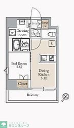 JMF-Residence蔵前二丁目 1DKの間取図画像