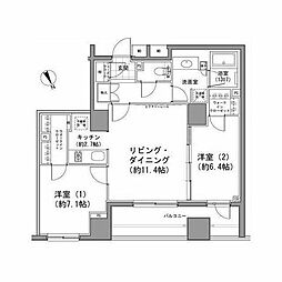 パークハビオ八丁堀 2LDKの間取図画像