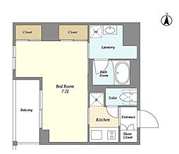バウスフラッツ住吉 1Kの間取図画像