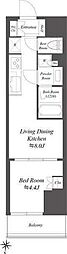 WORVE東京木場 1LDKの間取図画像