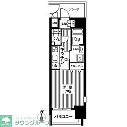 グランヴァンアクアヴェル亀戸 1Kの間取図画像