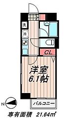プレール・ドゥーク銀座EAST 1Kの間取図画像