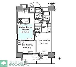 ParkAxis台東根岸 2DKの間取図画像