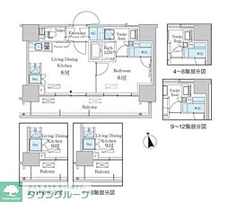 パークアクシス東陽町・親水公園 1LDKの間取図画像