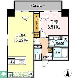 ポラリス菊川 1LDKの間取図画像
