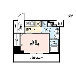 プレール・ドゥーク門前仲町3 1Kの間取図画像