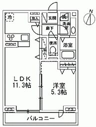 ヴィラ・クレール 1LDKの間取図画像