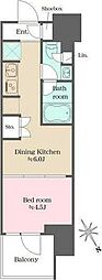 ウエリスアーバン水天宮前 1DKの間取図画像