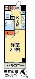 プレール・ドゥーク御徒町 1Kの間取図画像
