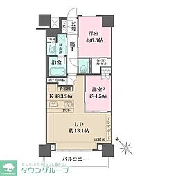 アトラス築地 2SLDKの間取図画像