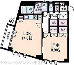 ポポラーレイワイ 3階1LDKの間取り
