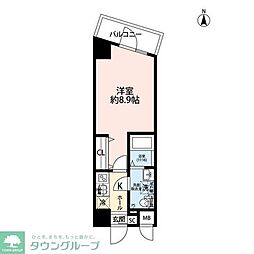 プレール・ドゥーク西新井II 4階1Kの間取り