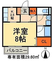 れんが館 2階1Kの間取り