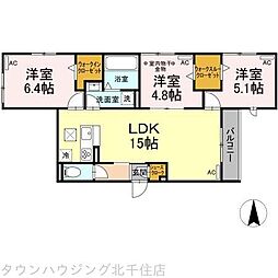 ルリアン保木間 1階3LDKの間取り