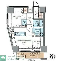 ラグゼナ北千住II 9階2LDKの間取り