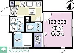 H＆Aプログレス 2階1Kの間取り