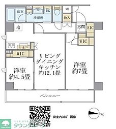 ＣＯＣＯ−ＣＨＩＬＬ　ＫＡＭＥＡＲＩ 7階2LDKの間取り