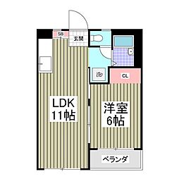 MKC西新井橋ハイツ 1階1LDKの間取り