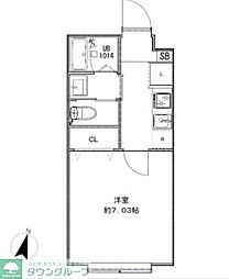 LANDS梅島 1階1Kの間取り