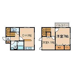 ロータスハウス 1階2DKの間取り