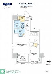 プラウドフラット浅草アベニュー 12階1LDKの間取り