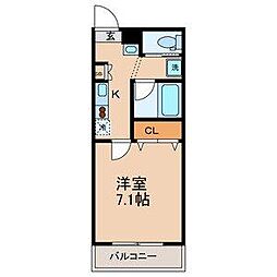 ハニーマンション 4階1Kの間取り