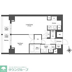 コンフォリア秋葉原ノース 12階1LDKの間取り