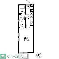 ルミエール 2階1Kの間取り