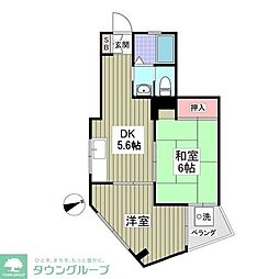 有賀サンハイツ 6階1Kの間取り