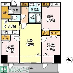 ロイヤルＫＪ 9階2SLDKの間取り