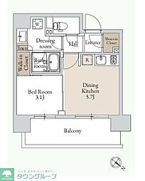 グランカーサ三ノ輪III 7階1DKの間取り