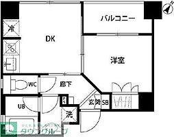 ボンナチュール入谷 10階1DKの間取り