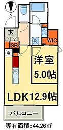 パークアクシス新御徒町Ｅａｓｔ 2階1LDKの間取り