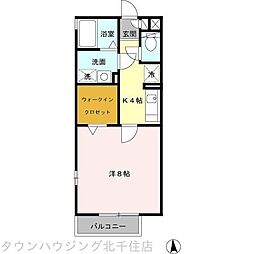 シャルマン 2階1Kの間取り