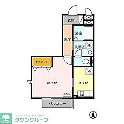 Ｔ’Ｓ 3階1Kの間取り