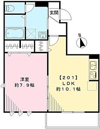 グランディール 2階1LDKの間取り