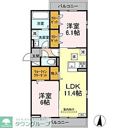 メゾンアーク西新井II 1階2LDKの間取り