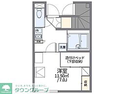 レオパレスフラッツイン 1階1Kの間取り